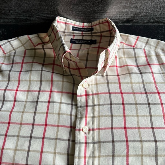 Daniel Cremieux Men’s Cream/red/gray Long Sleeve Plaid Button Up Size L - Picture 10 of 14